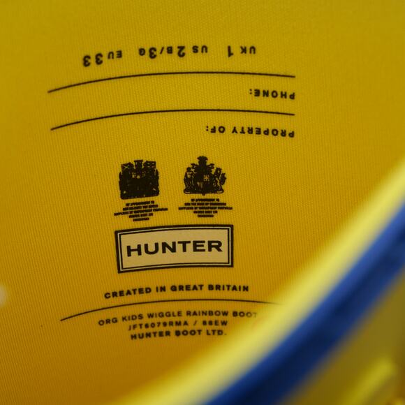 NEW HUNTER Original Wiggle Rainbow Boots Kids Tall Rain Yellow Wellies UK 1 - Picture 4 of 12